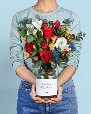 Red Romance Flower Jars