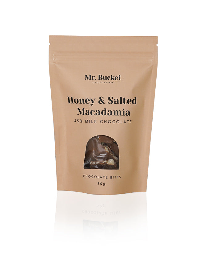Mr. Bucket Honey & Salted Chocolate Macadamia Snack Bites (90g)