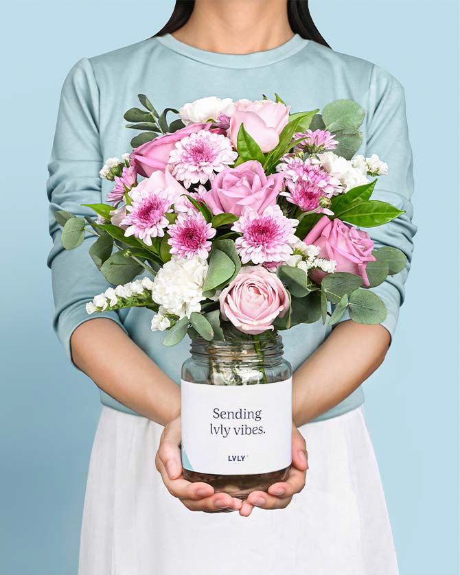 Blushing Beauty Flower Jars Same Day Delivery LVLY Singapore